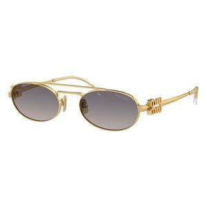 New MIU MIU Gold Round SMU 54Z 5AK-30C Sunglasses Women